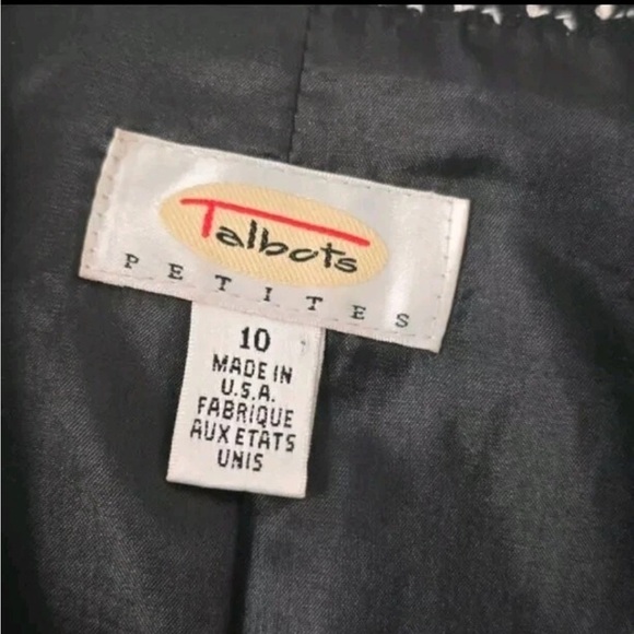 Talbots Tweed Jacket P10 Women Black White 3Button Long Sleeve Excellent - Picture 4 of 9